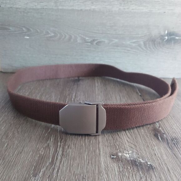 Brown Cotton Canvas Adjustable Belt 52" Long - Picture 1 of 5